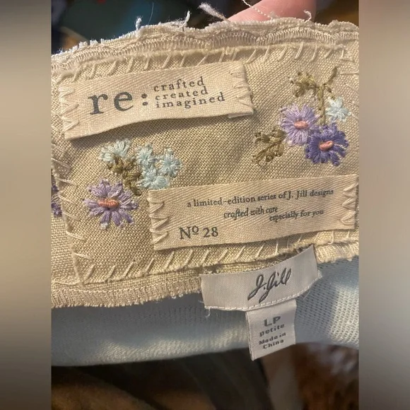 J. Jill Floral Embroidered Beige and Light Blue Women's Sweater - Picture 9 of 10